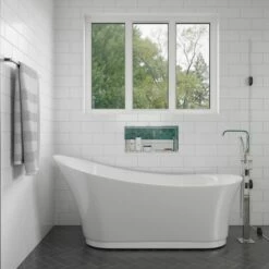EAGO AM2140 Six Foot White Freestanding Air Bubble Bathtub