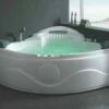 EAGO AM505ETL 61'' 2 Person 14 Jets Corner Waterfall White Whirlpool Bathtub