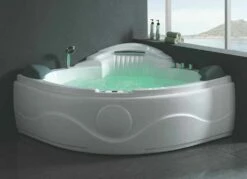 EAGO AM505ETL 61'' 2 Person 14 Jets Corner Waterfall White Whirlpool Bathtub