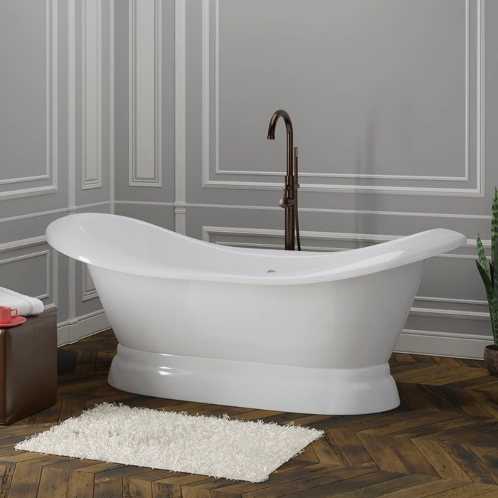Barclay - Marshall 72" Cast Iron Double Slipper Tub On Base - CTDSNB-WH 2 Barclay - Marshall 72" Cast Iron Double Slipper Tub On Base - CTDSNB-WH - Image 2