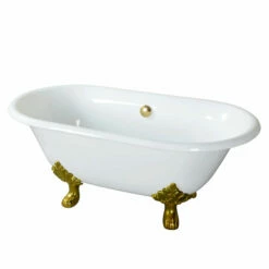 Barclay - Dawson 61" Premium Cast Iron Double Roll Top Freestanding Tub - CTDRN61LP-WH