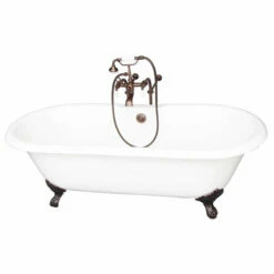 Barclay - Columbus 61" Cast Iron Double Roll Top Tub Kit - Oil Rubbed Bronze Accessories