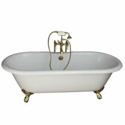 Barclay - Columbus 61" Cast Iron Double Roll Top Tub Kit - Polished Brass Accessories